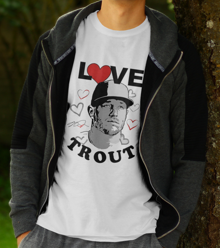 Love Mike Trout Los Angeles Angels Heart Baseball Player T-Shirt