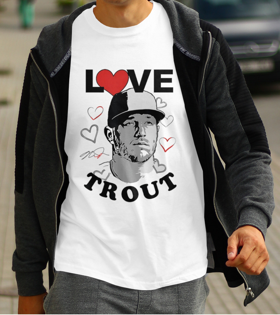 Love Mike Trout Los Angeles Angels Heart Baseball Player T-Shirt