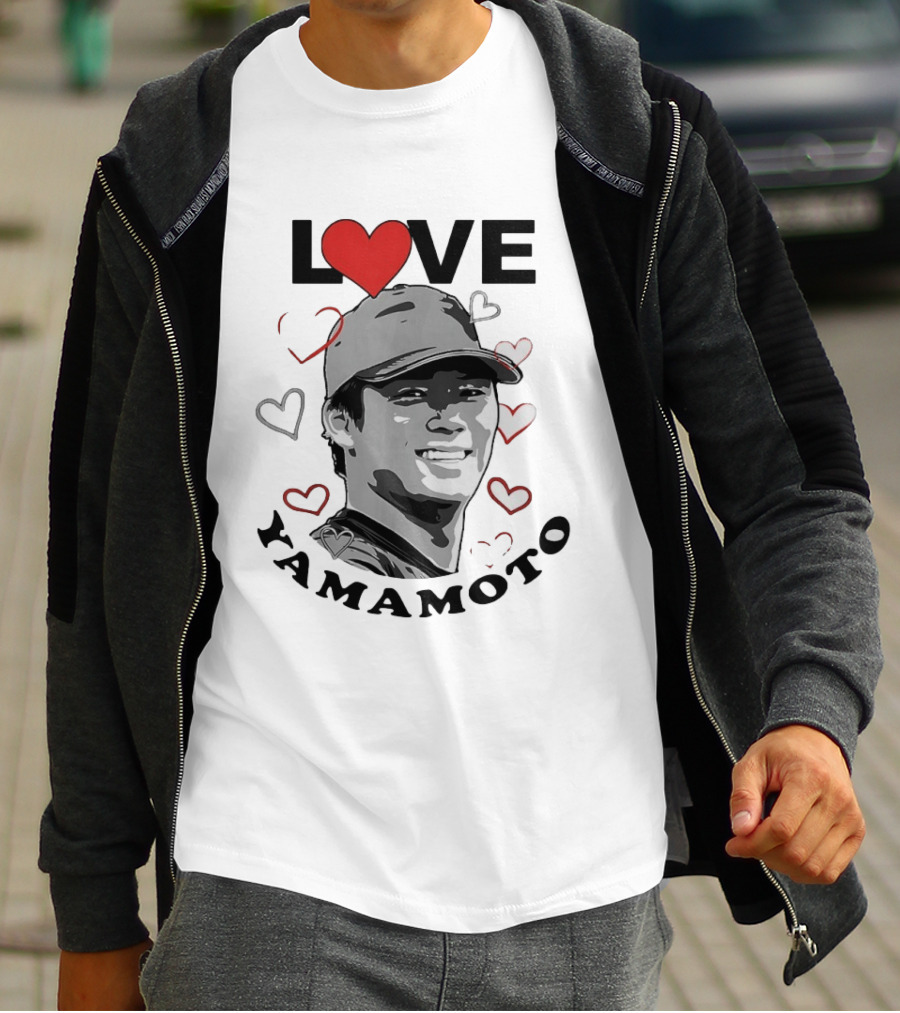 Love Yoshinobu Yamamoto Heart Baseball Fan T-Shirt