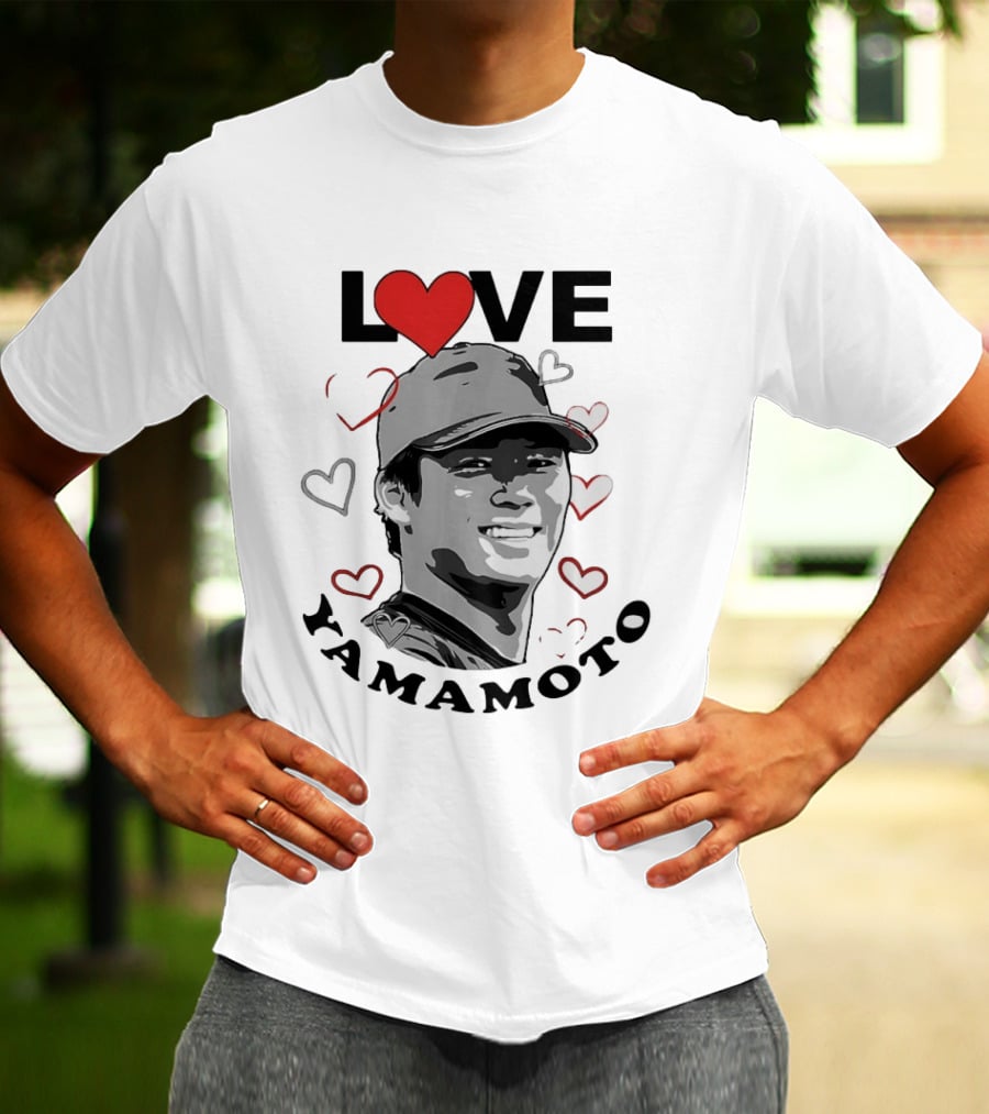 Love Yoshinobu Yamamoto Heart Baseball Fan T-Shirt