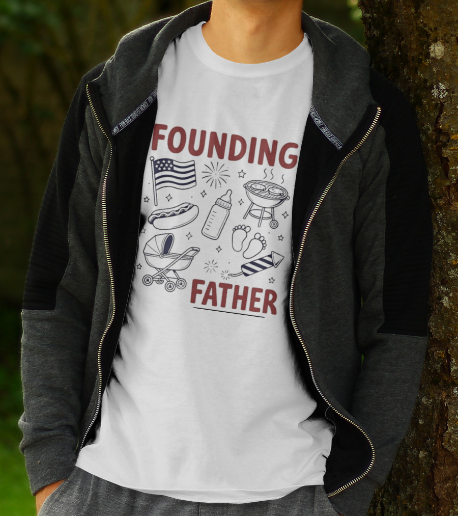 Founding Father USA Flag BBQ Firework Baby 4th Of July T-Shirt