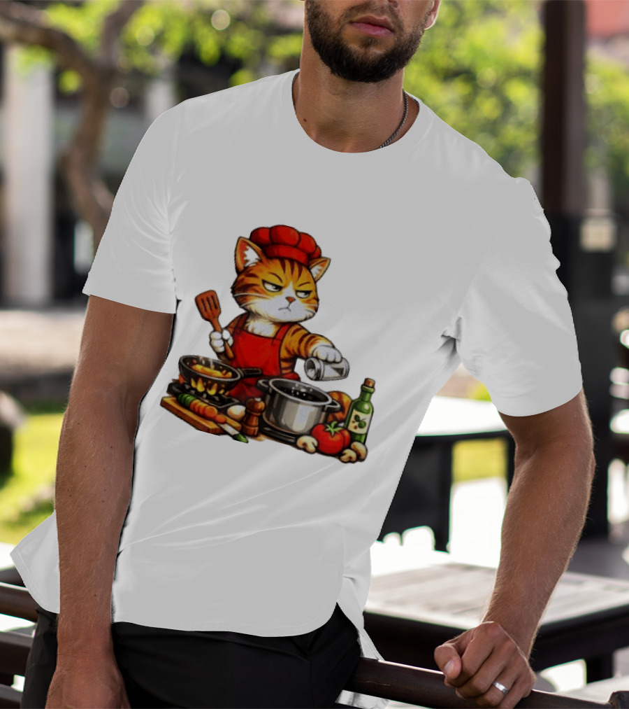 I Cook Better When You're Not Ing Cat Chef Cooking Scene T-Shirt