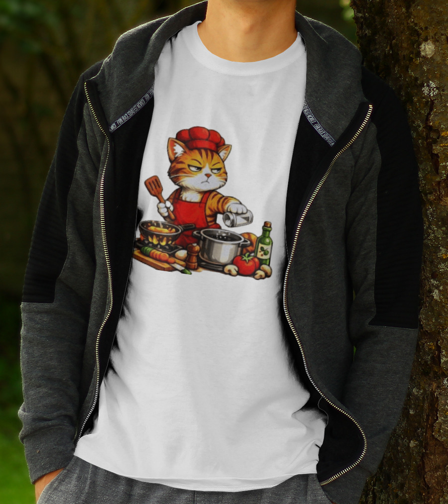 I Cook Better When You're Not Ing Cat Chef Cooking Scene T-Shirt