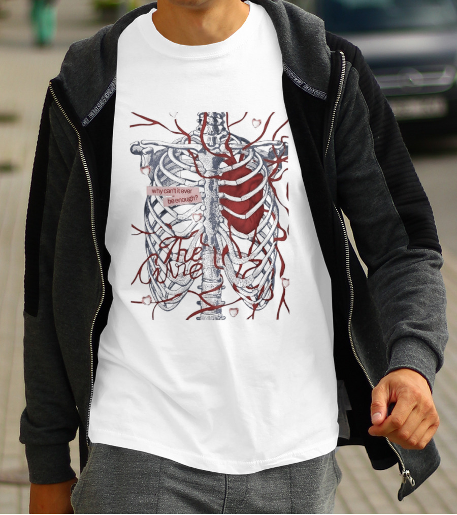 Olivia Rodrigo The Cure Why Can't I Ever Be Enough Skeleton Ribs Heart T-Shirt