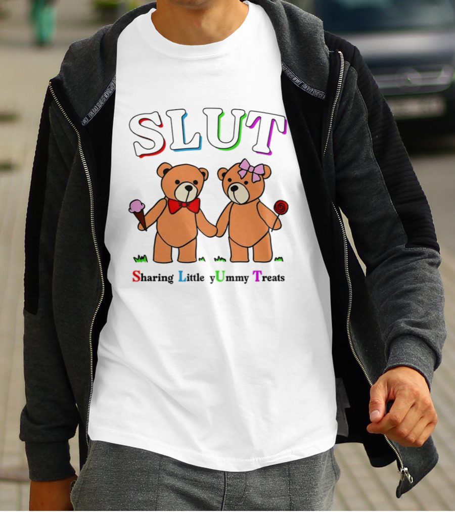 SLUT Sharing Little Yummy Treats Teddy Bears Ice Cream And Lollipop T-Shirt