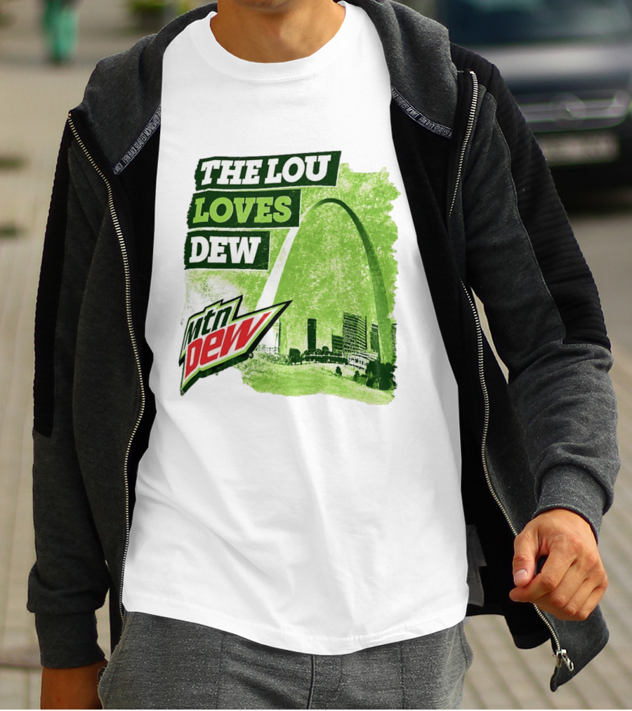 The Lou Loves Dew Mtn Dew St Louis Gateway Arch T-Shirt