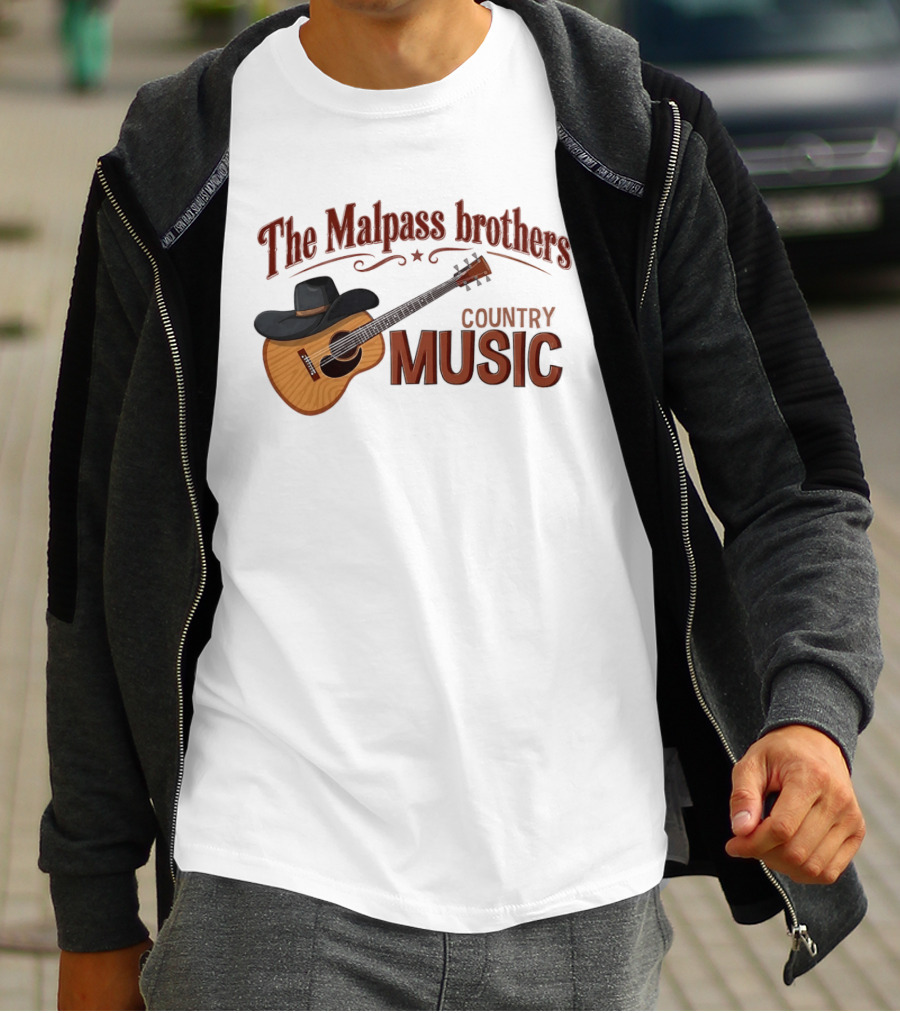 The Malpass Brothers Country Music Guitar And Cowboy Hat T-Shirt