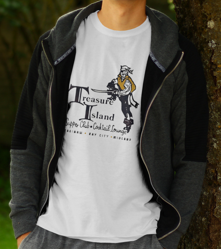 Treasure Island Supper Club Cocktail Lounge Pirate Robinson Bay City Midland T-Shirt