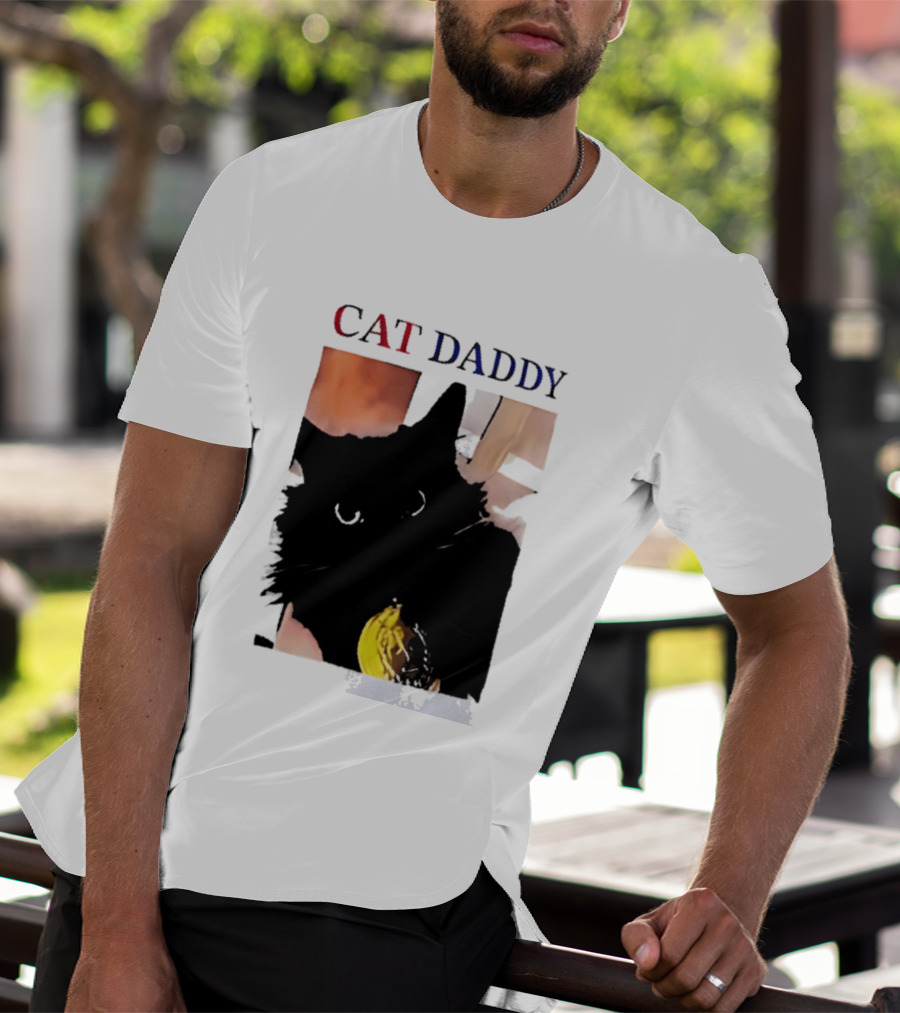 Cat Daddy Black Cat Image With Yellow Banana Accessory T-Shirt