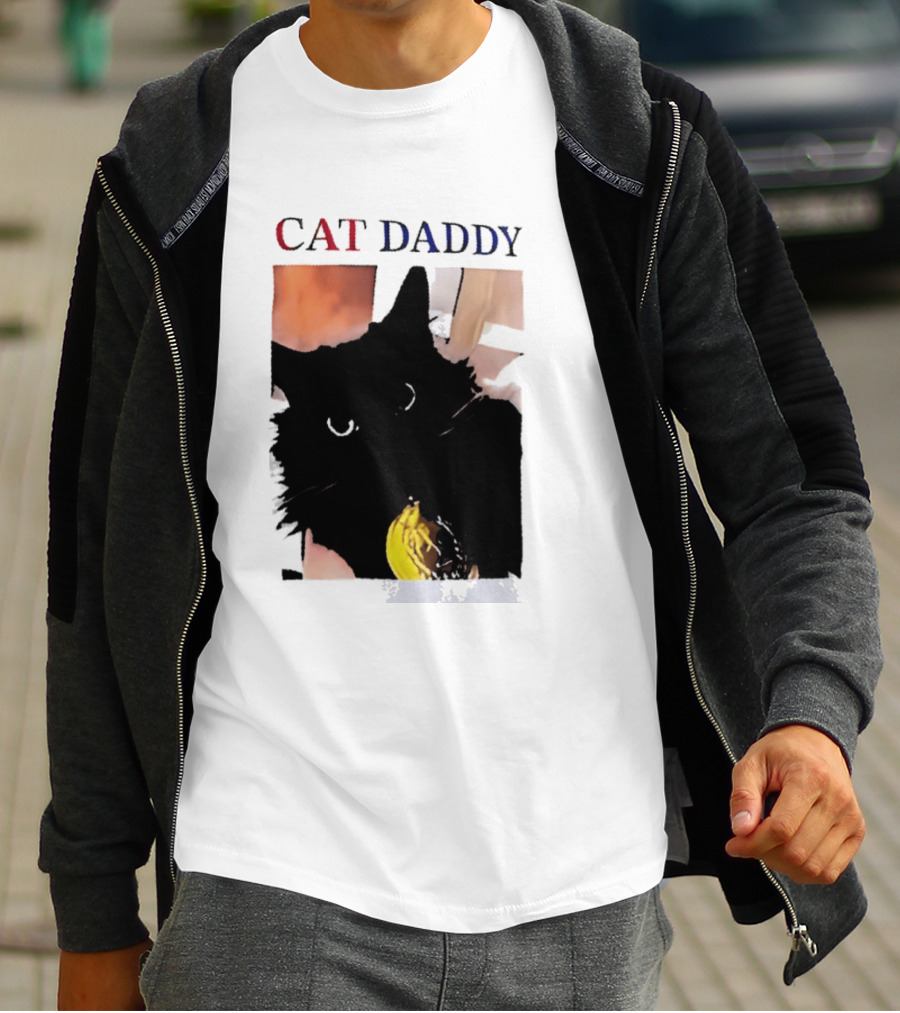 Cat Daddy Black Cat Image With Yellow Banana Accessory T-Shirt