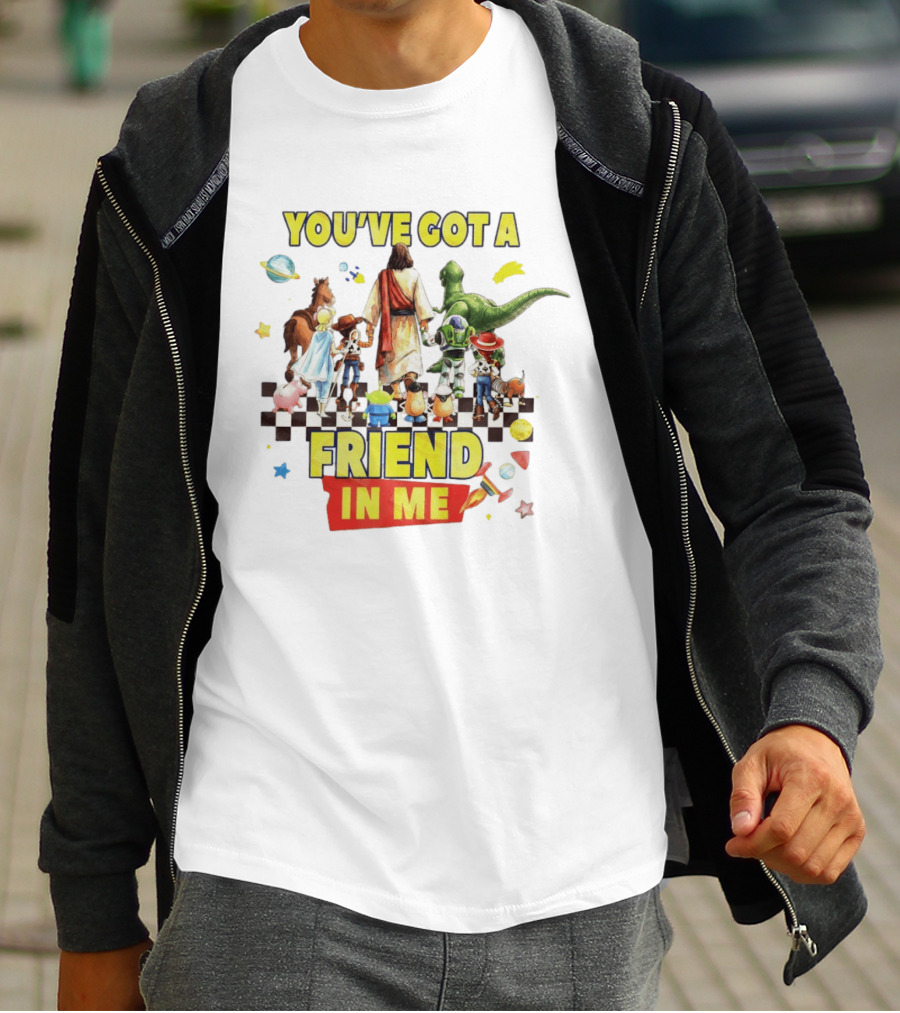 You've Got A Friend In Me Jesus Walking With Toy Story Characters T-Shirt