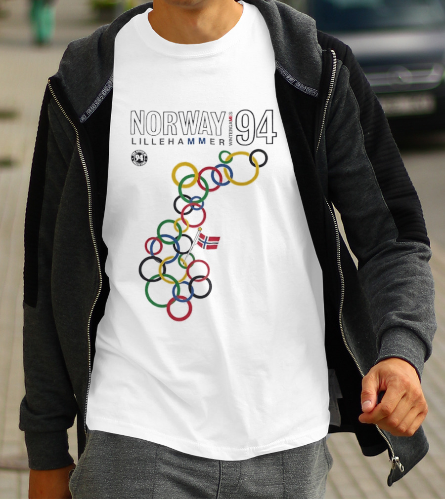Norway Lillehammer 1994 Winter Games Rings Map T-Shirt