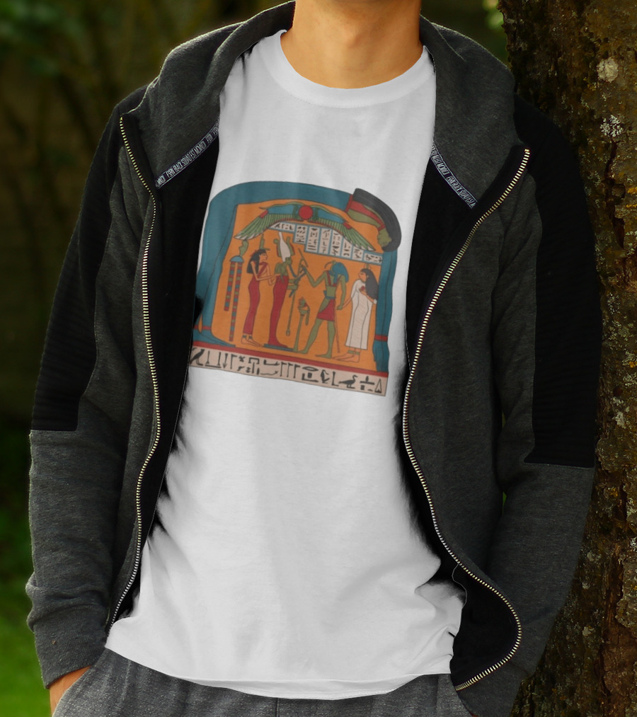 Panel Of Tabakenkhonsu Egyptian Hieroglyphs And Deities T-Shirt