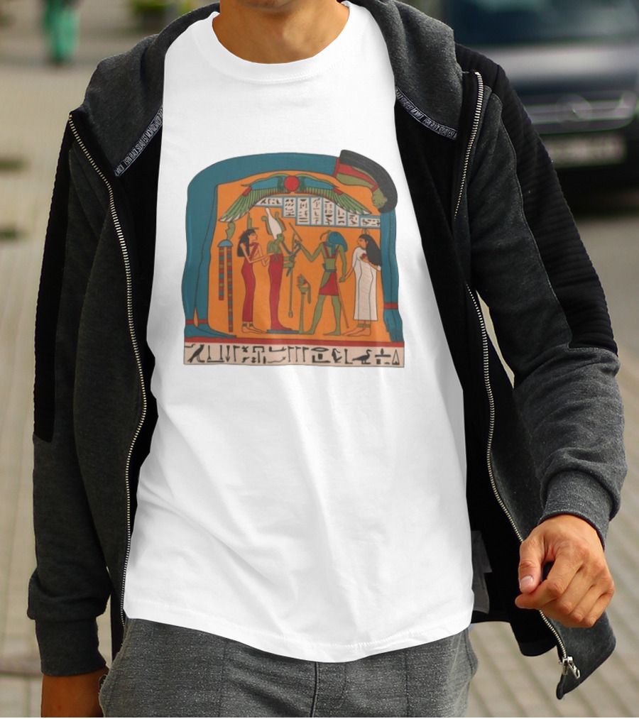 Panel Of Tabakenkhonsu Egyptian Hieroglyphs And Deities T-Shirt