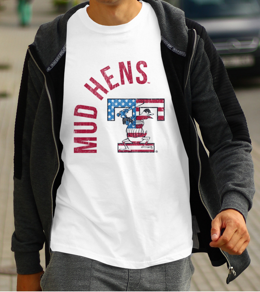 Toledo Mud Hens Patriotic Baseball Logo Red White Blue T-Shirt