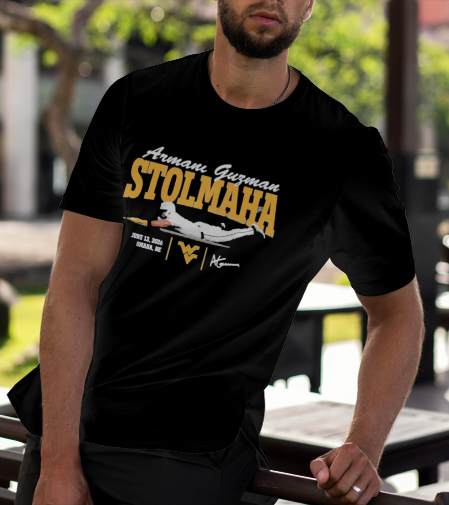 Armani Guzman Stolmaha West Virginia Mountaineers June 12 2026 Omaha NE T-Shirt