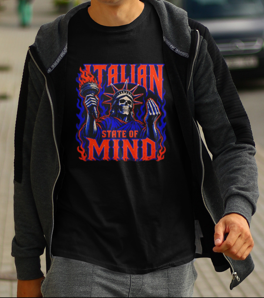 Italian State Of Mind Skeleton Statue Of Liberty New York Knicks T-Shirt