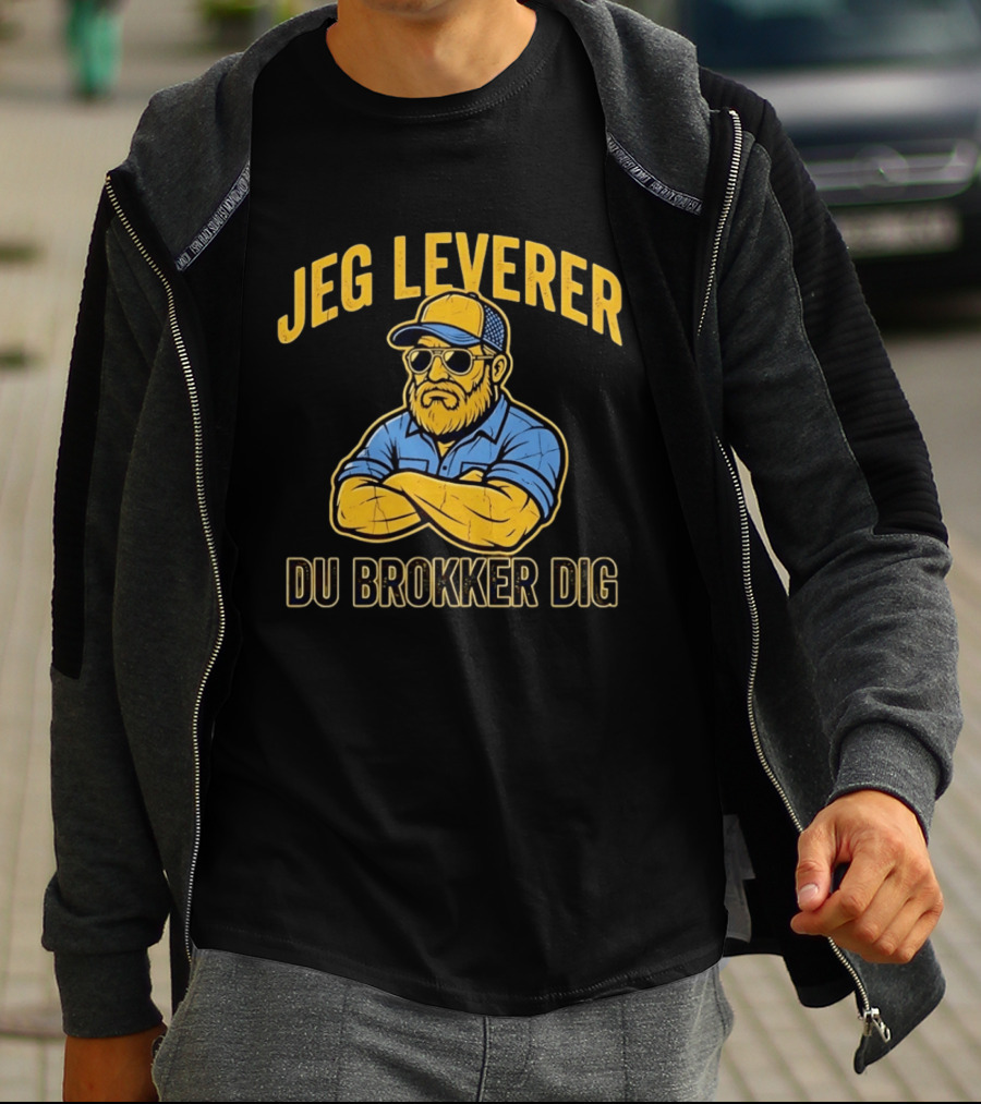 Jeg Leverer Du Brokker Dig Arm Crossed Bearded Guy In Sunglasses And Cap T-Shirt