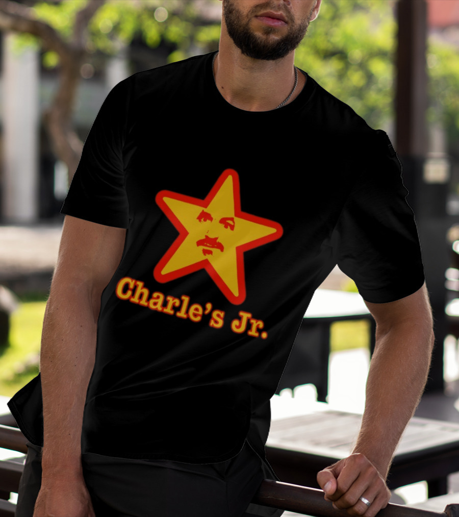 Charle's Jr Star Retro Iconic Face In Yellow Star T-Shirt
