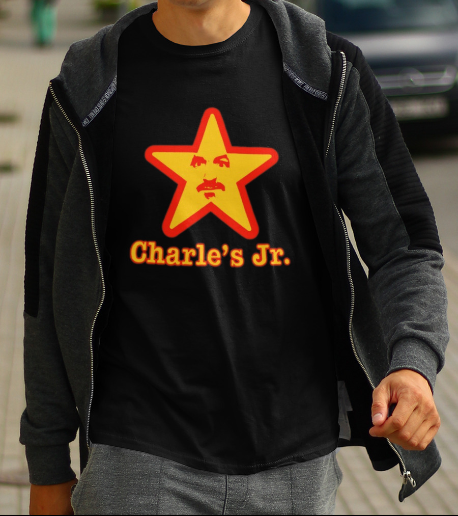 Charle's Jr Star Retro Iconic Face In Yellow Star T-Shirt