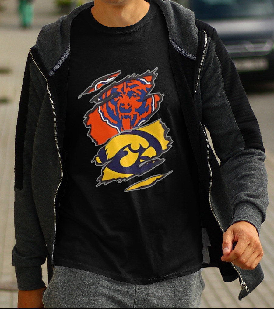 Chicago Bears Iowa Hawkeyes Two Teams One Heart T-Shirt