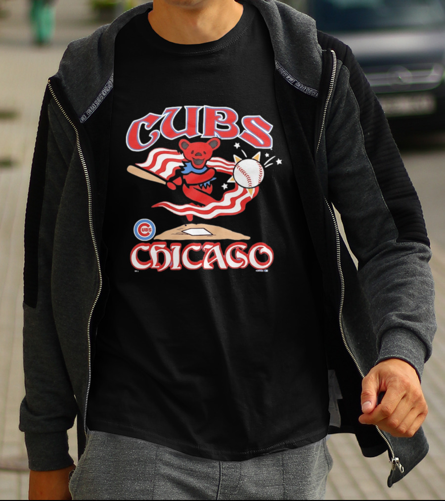 Chicago Cubs Grateful Dead Dancing Bear Baseball Collaboration T-Shirt