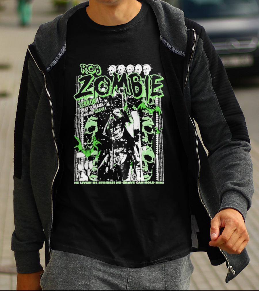 Rob Zombie Neon Green Skeletons Terror From The Grave T-Shirt