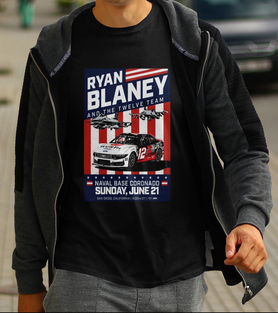 Ryan Blaney And The Twelve Team Naval Base Coronado San Diego June 21 Racing Event T-Shirt