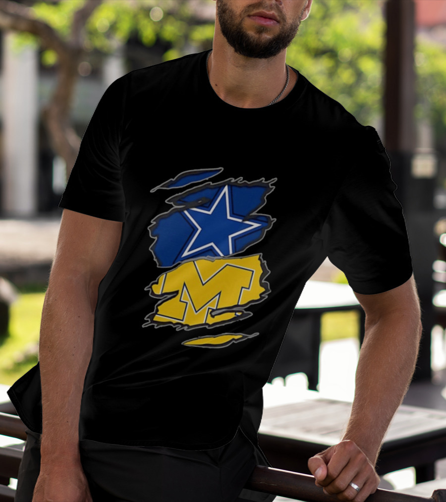 Dallas Cowboys Michigan Wolverines Two Teams One Heart T-Shirt