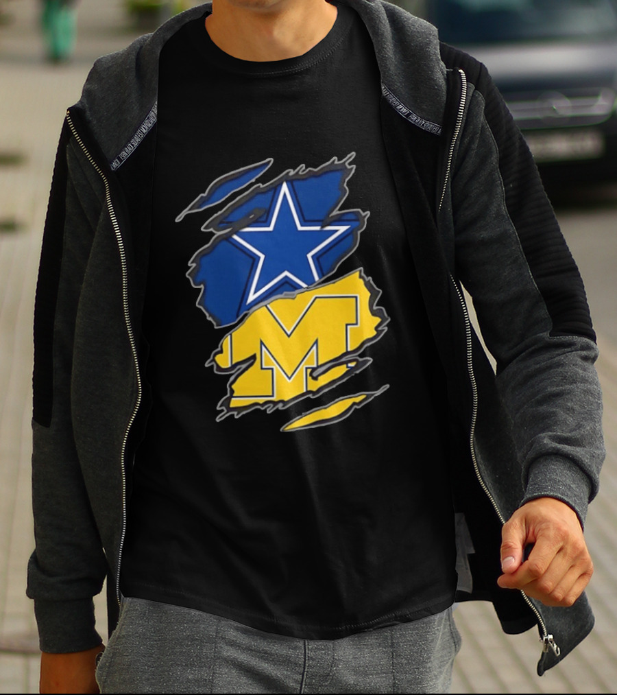 Dallas Cowboys Michigan Wolverines Two Teams One Heart T-Shirt