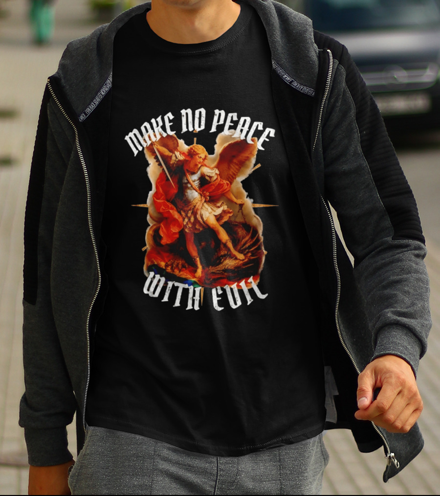 Make No Peace With Evil Angelic Warrior With Sword And Wings T-Shirt