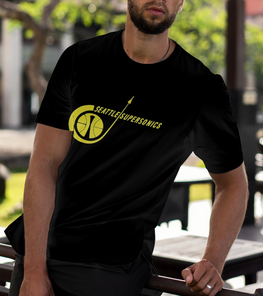 Seattle SuperSonics Basketball Space Needle Icon Yellow T-Shirt
