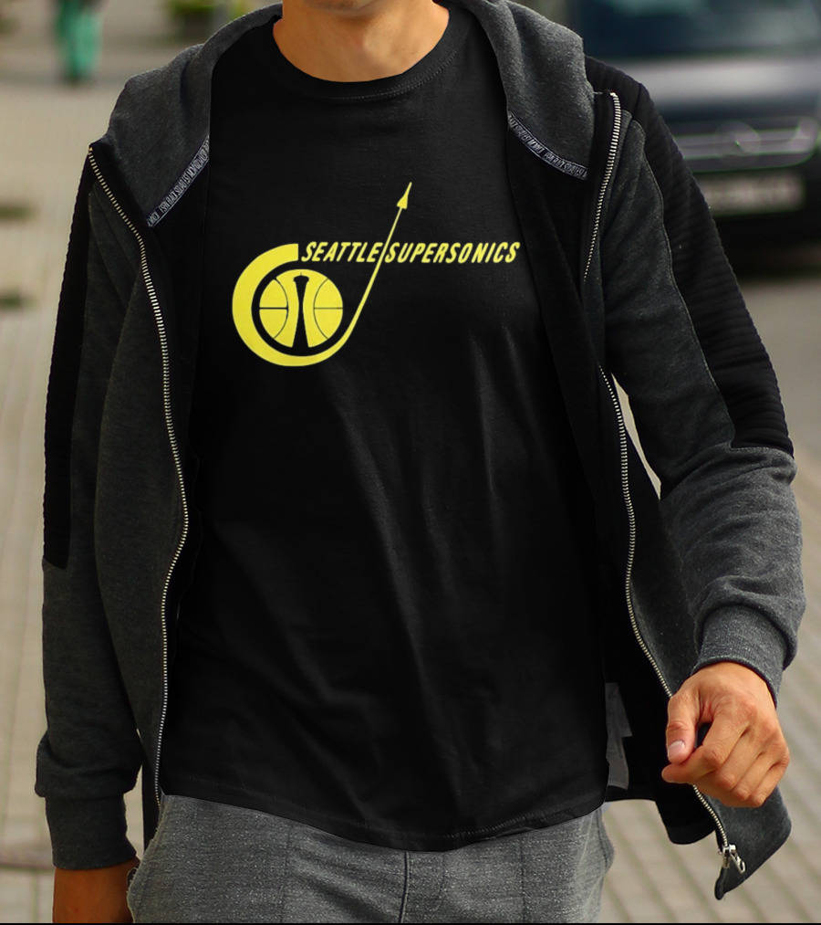 Seattle SuperSonics Basketball Space Needle Icon Yellow T-Shirt