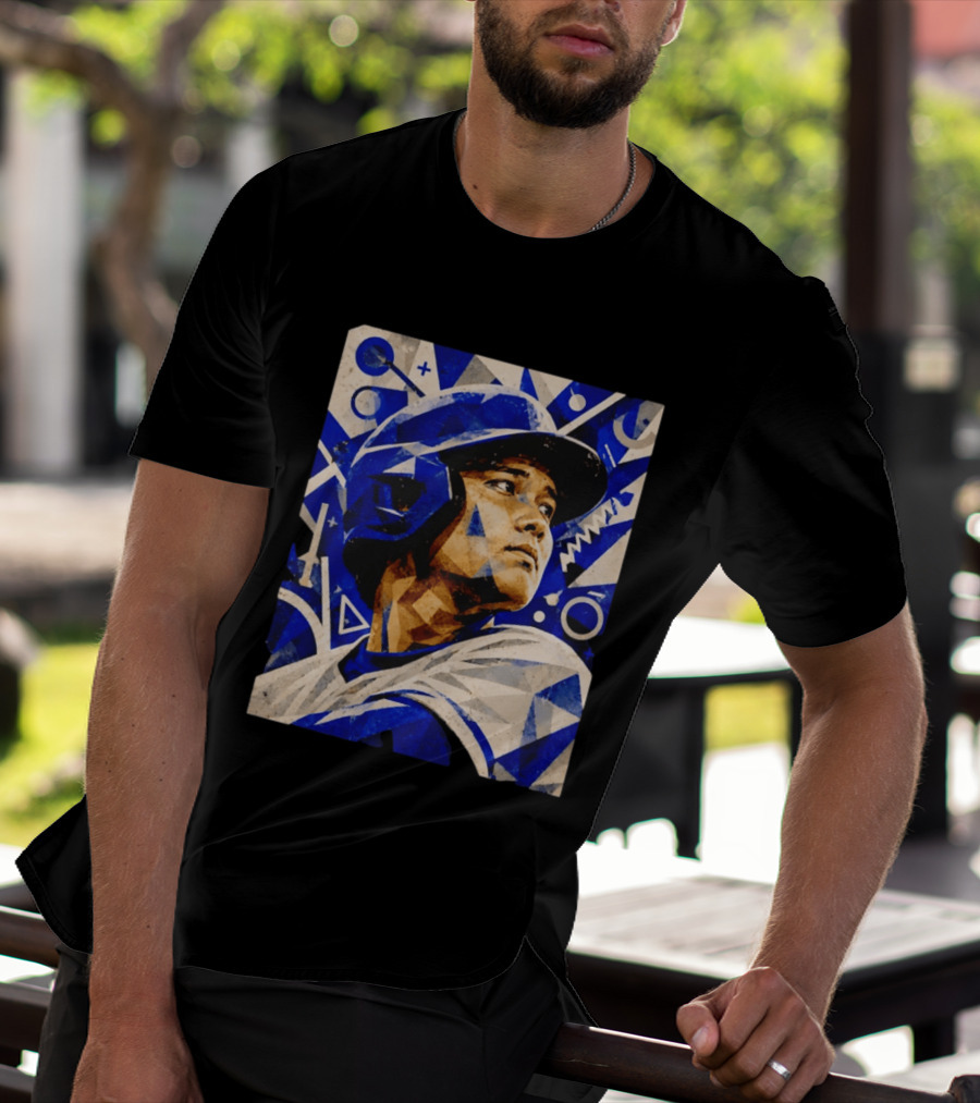 Shohei Ohtani Los Angeles Dodgers Geometric Blue Abstract Baseball T-Shirt