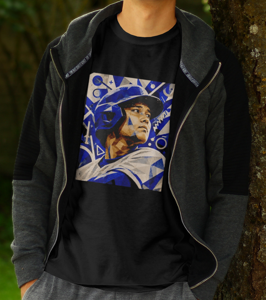 Shohei Ohtani Los Angeles Dodgers Geometric Blue Abstract Baseball T-Shirt
