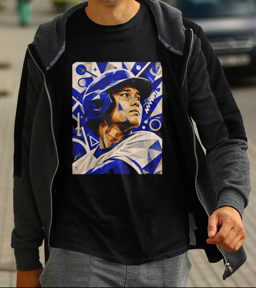 Shohei Ohtani Los Angeles Dodgers Geometric Blue Abstract Baseball T-Shirt