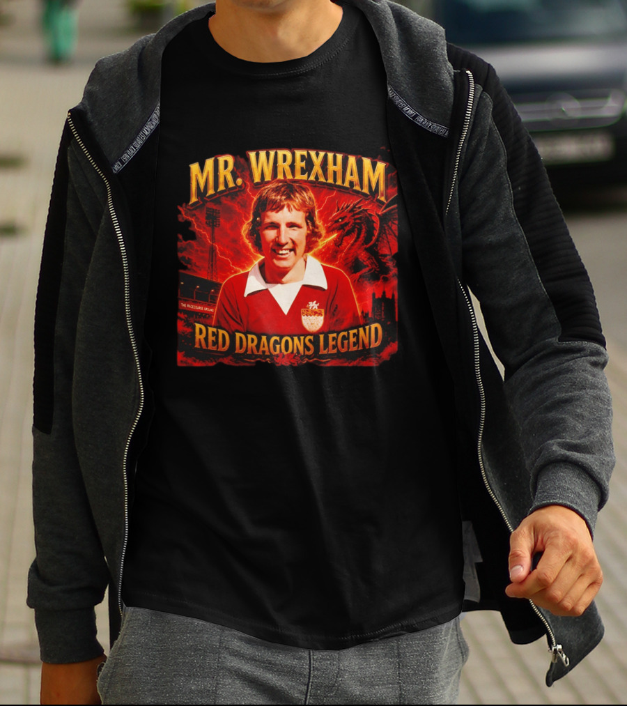 Mr Wrexham Red Dragons Legend The Racecourse Ground Welsh Football T-Shirt