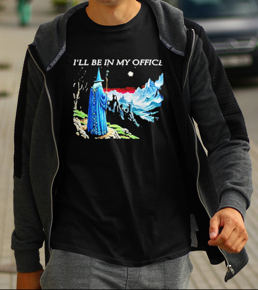 I'll Be In My Office Wizard Fantasy Castle Scene T-Shirt