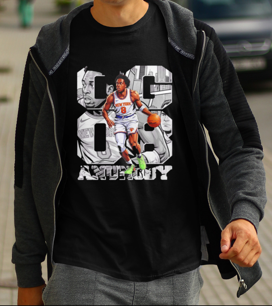New York Anunoby 08 Basketball Comic Knicks T-Shirt