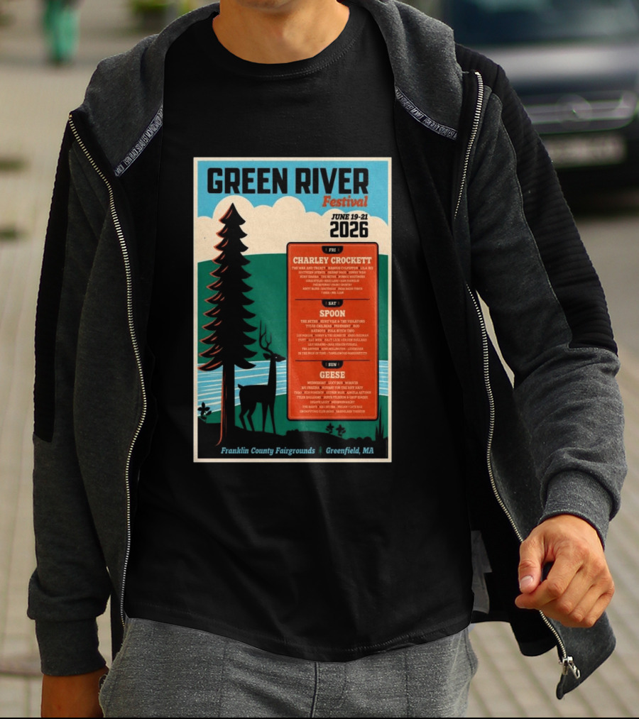 Green River Festival June 19 21 2026 Franklin County Fairgrounds Greenfield MA Featuring Charley Crockett Spoon Geese T-Shirt