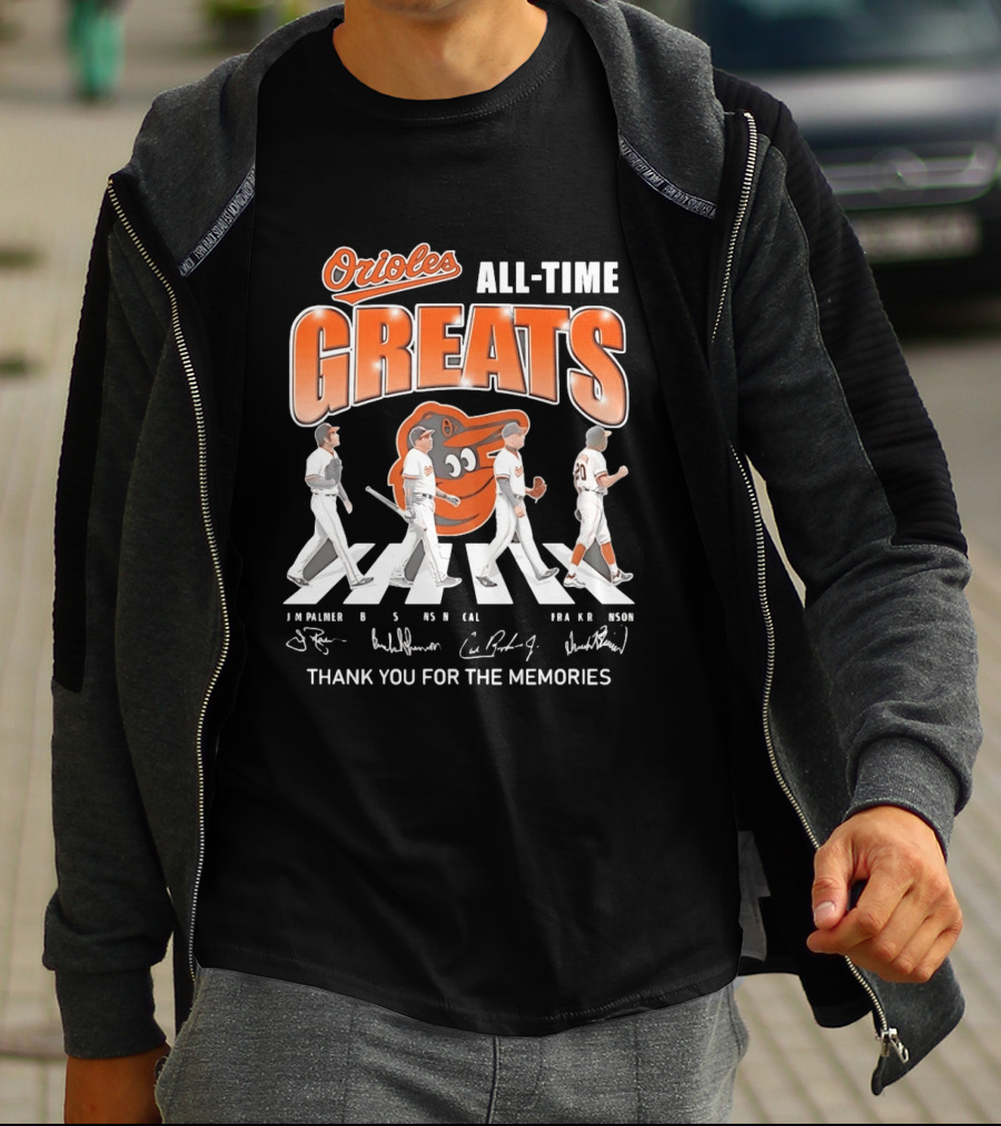 Orioles All Time Greats Thank You For The Memories Baseball Legends Abbey Road T-Shirt