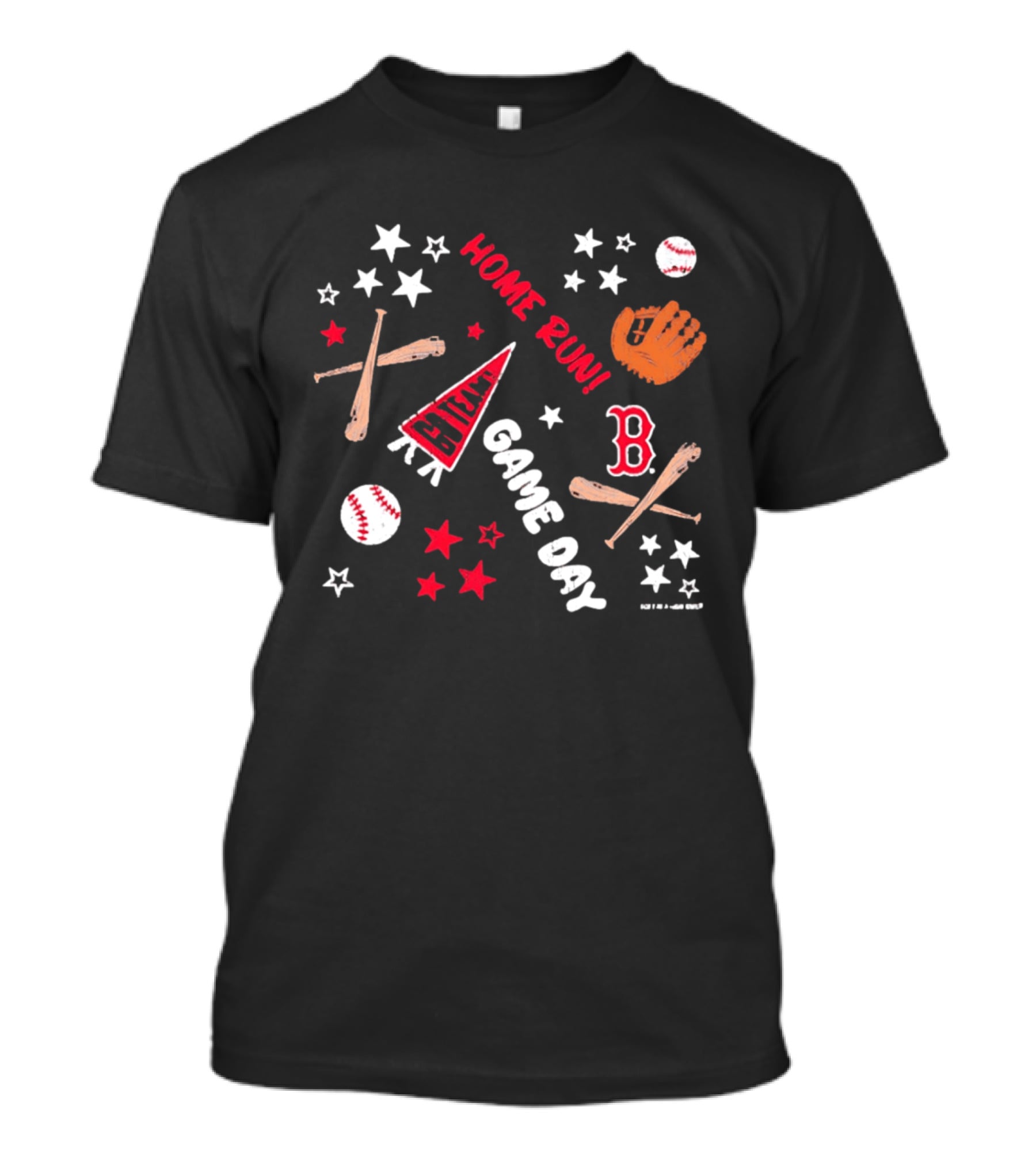 Boston Red Sox Home Run Game Day MLB Baseball Fenway Pennant And Bat Glove Stars T-Shirt