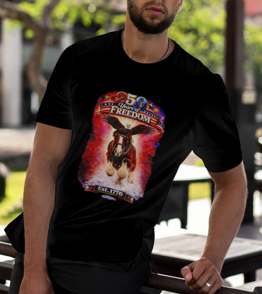 Budweiser 250 Years Of Freedom Eagle Horse Est. 1776 American Patriotic T-Shirt