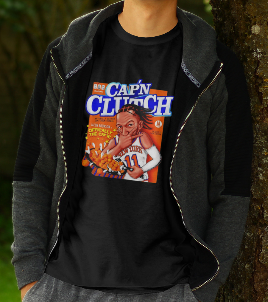 Cap'n Clutch Jalen Brunson New York Offically The Cap'n Cereal Box Comic T-Shirt