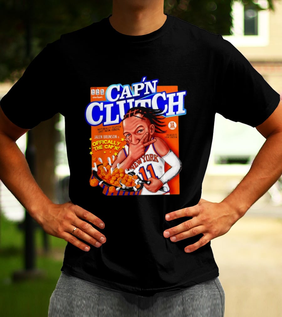 Cap'n Clutch Jalen Brunson New York Offically The Cap'n Cereal Box Comic T-Shirt