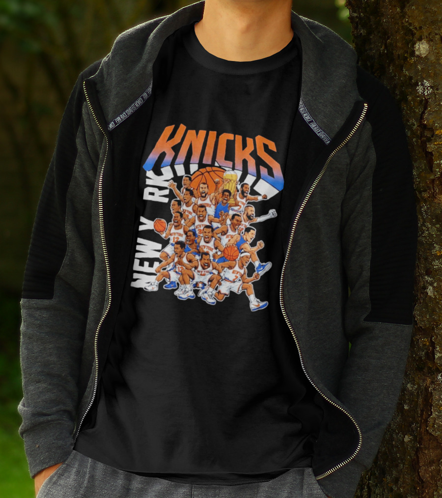 New York Knicks Cartoon Players 2026 Basketball Team Fun T-Shirt