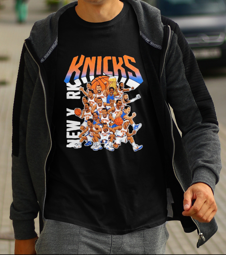 New York Knicks Cartoon Players 2026 Basketball Team Fun T-Shirt