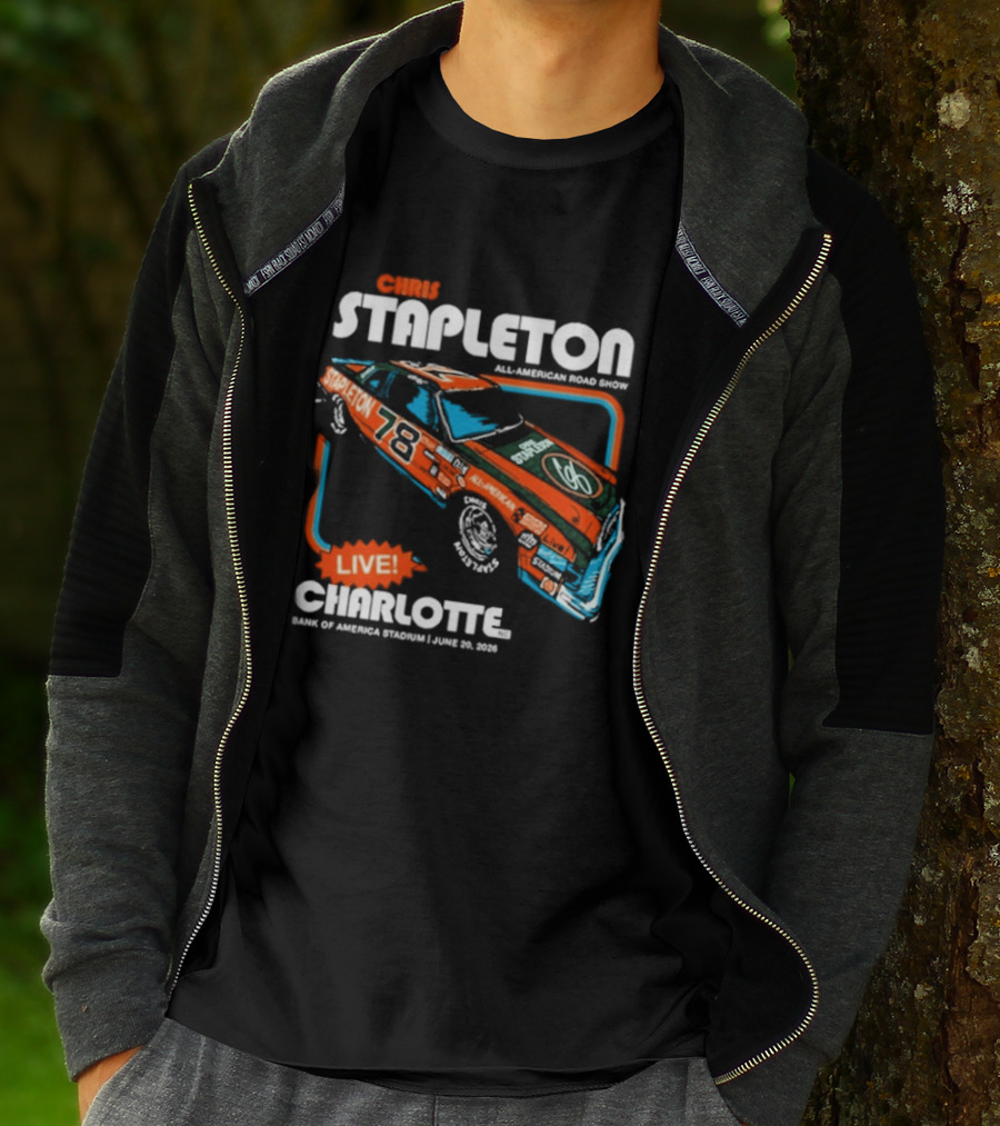 Chris Stapleton Live Bank Of America Stadium Charlotte NC June 20 2026 Racing Car T-Shirt