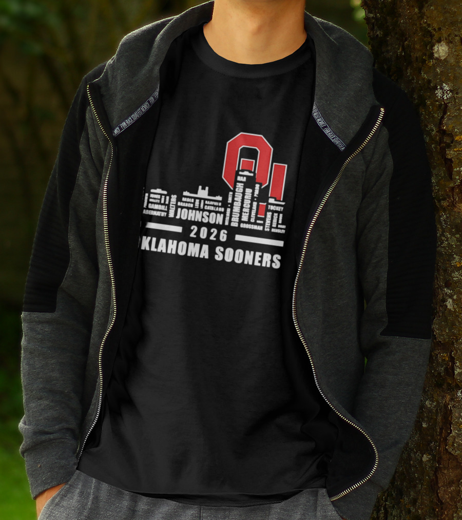 Oklahoma Sooners 2026 Johnson City Skyline Player Name T-Shirt