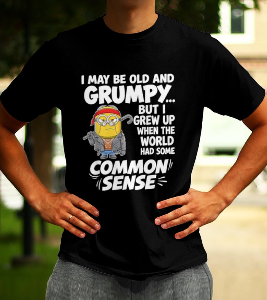 Dave The Minion I May Be Old And Grumpy But I Grew Up When The World Had Some Common Sense T-Shirt